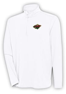 Antigua Minnesota Wild Mens White Hunk Long Sleeve 1/4 Zip Pullover
