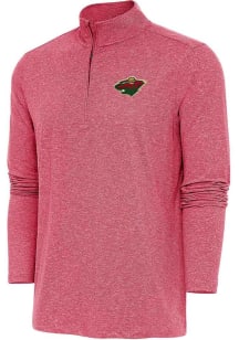 Antigua Minnesota Wild Mens Red Hunk Long Sleeve Qtr Zip Pullover