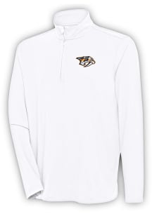 Antigua Nashville Predators Mens White Hunk Long Sleeve 1/4 Zip Pullover