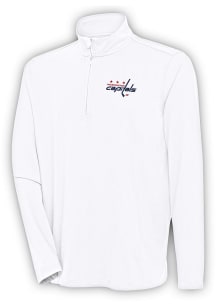 Antigua Washington Capitals Mens White Hunk Long Sleeve 1/4 Zip Pullover