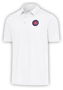 Antigua Chicago Cubs Mens White Par 3 Short Sleeve Polo