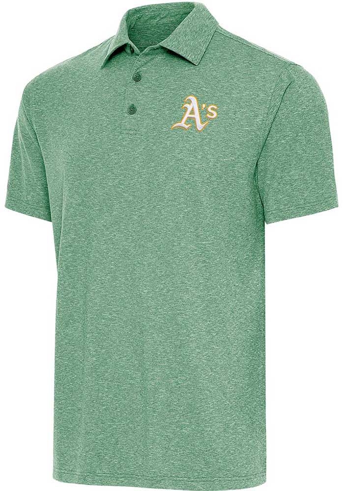 Men's Antigua Heather Green Oakland Athletics par Polo Size: Small