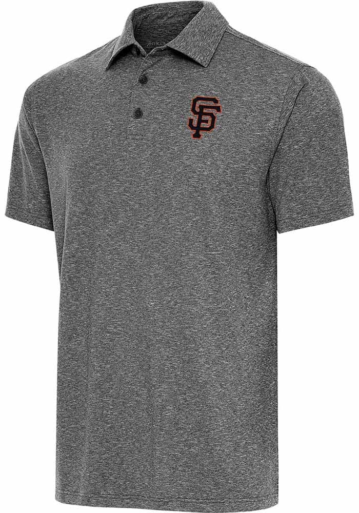 Antigua San Francisco Giants Black par 3 Short Sleeve Polo, Black, 90 % Polyester / 10% SPANDEX, Size XL, Rally House