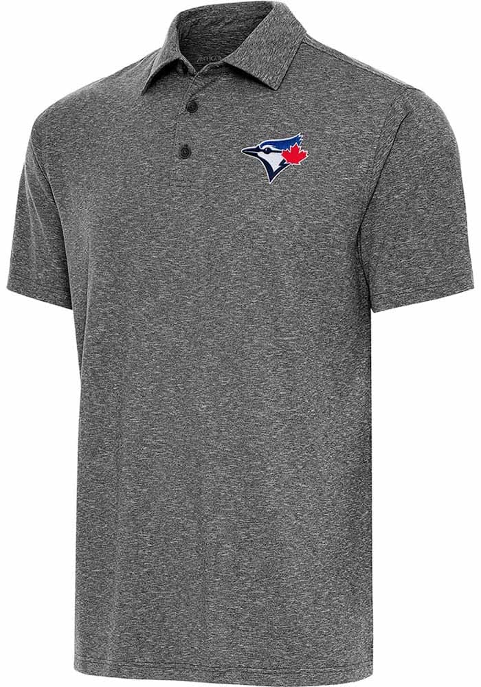 Antigua Toronto Blue Jays Black par 3 Short Sleeve Polo, Black, 90 % Polyester / 10% SPANDEX, Size XL, Rally House