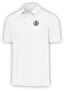 Antigua Brooklyn Nets Mens White Par 3 Short Sleeve Polo