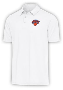 Antigua New York Knicks Mens White Par 3 Short Sleeve Polo
