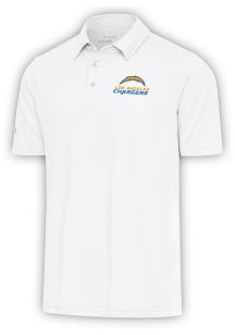 Antigua Los Angeles Chargers Mens White Text Par 3 Short Sleeve Polo