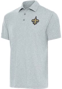 Antigua New Orleans Saints Mens Grey Par 3 Short Sleeve Polo