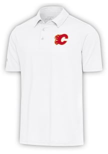 Antigua Calgary Flames Mens White Par 3 Short Sleeve Polo