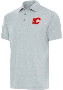 Antigua Calgary Flames Mens Grey Par 3 Short Sleeve Polo