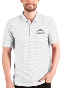 Antigua Los Angeles Chargers Mens White Text Esteem Short Sleeve Polo
