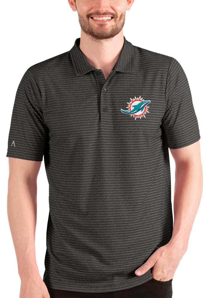 : Antigua Men's White/Steel Miami Dolphins Nova Polo