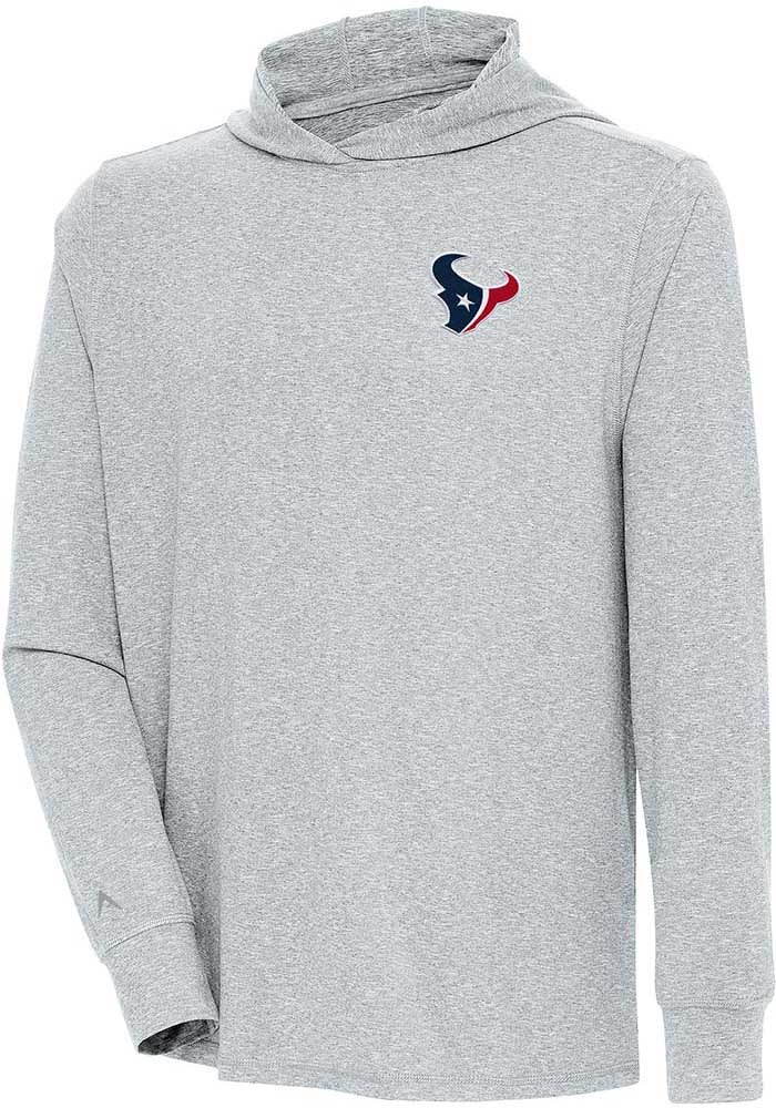 Antigua Houston Texans Grey Saga Long Sleeve Hoodie, Grey, 90 % Polyester / 10% SPANDEX, Size M, Rally House