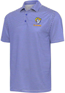 Antigua Los Angeles Rams Mens Blue Text Skills Short Sleeve Polo