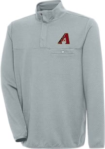 Antigua Arizona Diamondbacks Mens Grey Steamer Long Sleeve 1/4 Zip Pullover