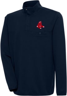 Antigua Boston Red Sox Mens Navy Blue Steamer Long Sleeve 1/4 Zip Pullover