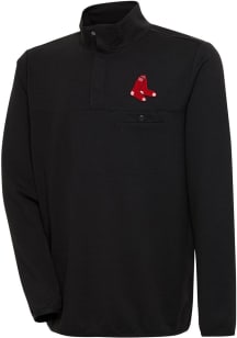 Antigua Boston Red Sox Mens Black Steamer Long Sleeve 1/4 Zip Pullover