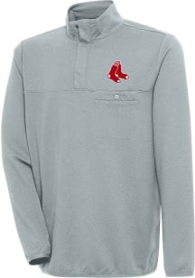 Antigua Boston Red Sox Mens Grey Steamer Long Sleeve 1/4 Zip Pullover