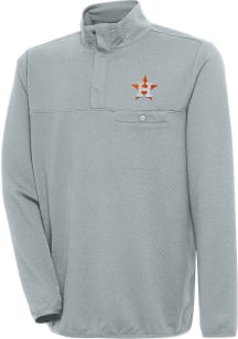 Antigua Houston Astros Mens Grey Steamer Long Sleeve 1/4 Zip Pullover