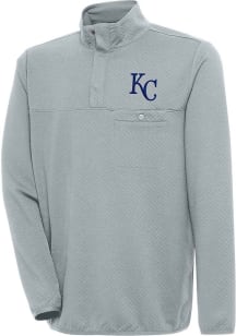 Antigua Kansas City Royals Mens Grey Steamer Long Sleeve 1/4 Zip Pullover