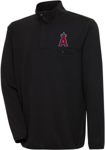 Antigua Los Angeles Angels Mens Black Steamer Long Sleeve 1/4 Zip Pullover