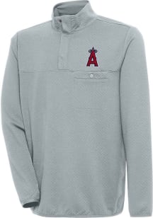Antigua Los Angeles Angels Mens Grey Steamer Long Sleeve 1/4 Zip Pullover