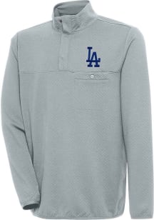 Antigua Los Angeles Dodgers Mens Grey Steamer Long Sleeve 1/4 Zip Pullover
