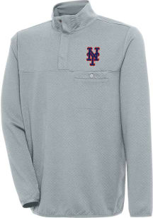 Antigua New York Mets Mens Grey Steamer Long Sleeve 1/4 Zip Pullover