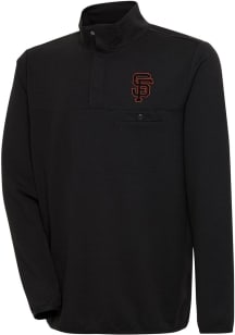 Antigua San Francisco Giants Mens Black Steamer Long Sleeve 1/4 Zip Pullover
