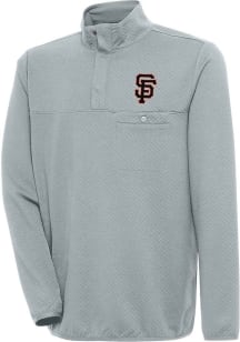Antigua San Francisco Giants Mens Grey Steamer Long Sleeve 1/4 Zip Pullover