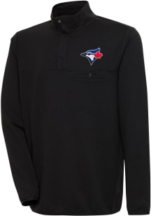 Antigua Toronto Blue Jays Mens Black Steamer Long Sleeve 1/4 Zip Pullover