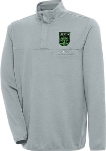 Antigua Austin FC Mens Grey Steamer Long Sleeve 1/4 Zip Pullover
