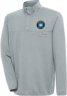 Antigua Charlotte FC Mens Grey Steamer Long Sleeve 1/4 Zip Pullover