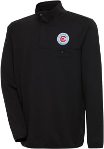 Antigua Chicago Fire Mens Black Steamer Long Sleeve 1/4 Zip Pullover