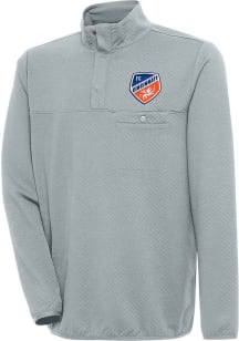 Antigua FC Cincinnati Mens Grey Steamer Long Sleeve 1/4 Zip Pullover