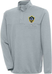 Antigua LA Galaxy Mens Grey Steamer Long Sleeve 1/4 Zip Pullover