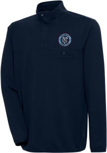 Antigua New York City FC Mens Navy Blue Steamer Long Sleeve 1/4 Zip Pullover