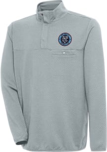 Antigua New York City FC Mens Grey Steamer Long Sleeve 1/4 Zip Pullover