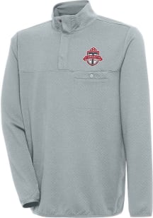 Antigua Toronto FC Mens Grey Steamer Long Sleeve 1/4 Zip Pullover