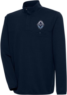 Antigua Vancouver Whitecaps FC Mens Navy Blue Steamer Long Sleeve 1/4 Zip Pullover