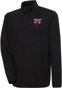 Antigua Chicago Bulls Mens Black Steamer Long Sleeve 1/4 Zip Pullover