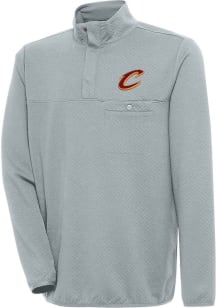 Antigua Cleveland Cavaliers Mens Grey Steamer Long Sleeve 1/4 Zip Pullover