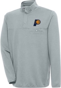 Antigua Indiana Pacers Mens Grey Steamer Long Sleeve 1/4 Zip Pullover