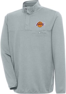 Antigua Los Angeles Lakers Mens Grey Steamer Long Sleeve 1/4 Zip Pullover