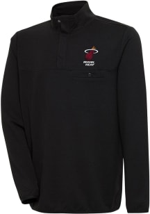 Antigua Miami Heat Mens Black Steamer Long Sleeve 1/4 Zip Pullover