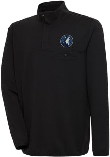 Antigua Minnesota Timberwolves Mens Black Steamer Long Sleeve 1/4 Zip Pullover