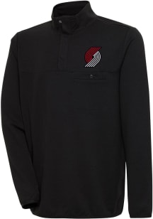 Antigua Portland Trail Blazers Mens Black Steamer Long Sleeve 1/4 Zip Pullover