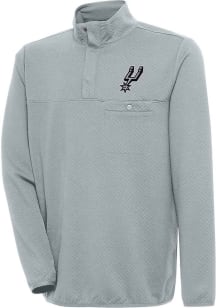 Antigua San Antonio Spurs Mens Grey Steamer Long Sleeve 1/4 Zip Pullover