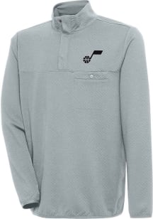 Antigua Utah Jazz Mens Grey Steamer Long Sleeve 1/4 Zip Pullover