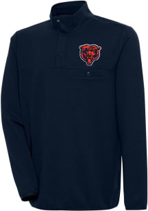 Antigua Chicago Bears Mens Navy Blue Bear Logo Steamer Long Sleeve 1/4 Zip Pullover